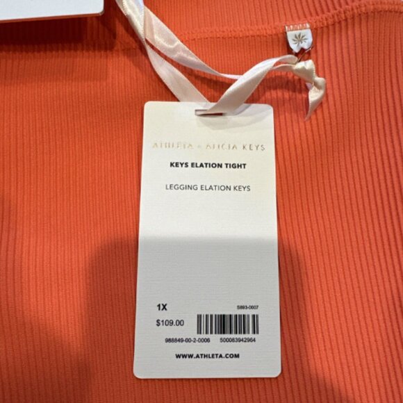 Athleta x Alicia Keys size 1X Jewel Orange Ribbed Elation Tight Leggings NWT - Picture 6 of 14